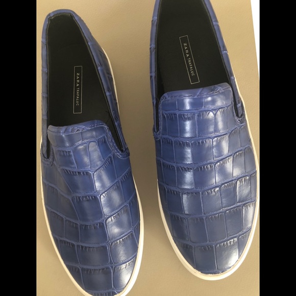 Zara Shoes - New Zara trafaluc slip on blue croco sneakers. 8